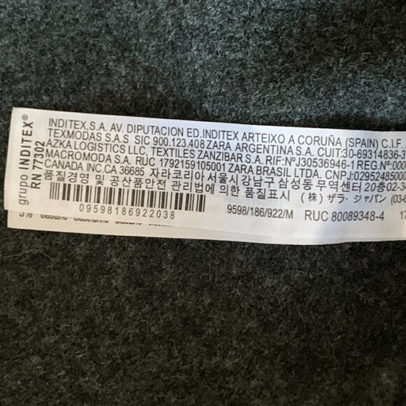 Zara Wool Blend Oversize Tunic Top/Poncho Sz M Charcoal Gray 126D - Picture 8 of 10